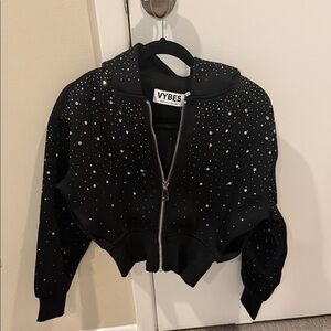 Vybes Black Studded Hoodie